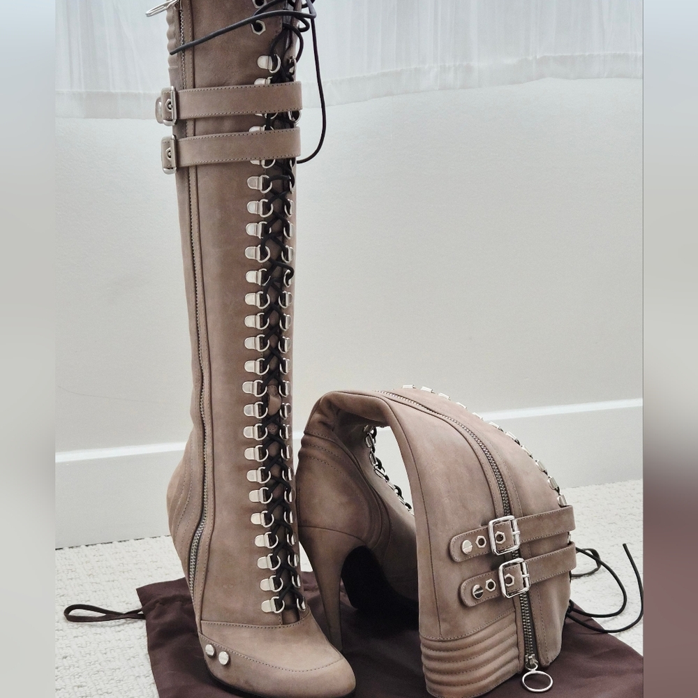 Roberto Cavalli Taupe Heeled Boots